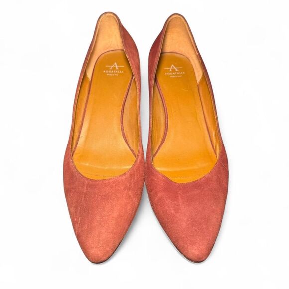 Aquatalia Women’s Size 10 Round Toe Block Heel Pumps Rust Suede Made in Italy - Picture 3 of 8